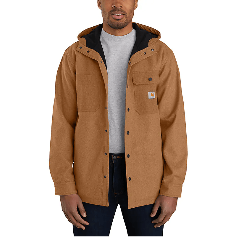 Rain Defender® Heavyweight Hooded Shirt Jacket Oiled Walnut Heather - Purpose-Built / Home of the Trades
